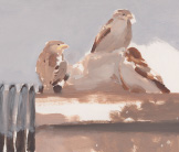 Farm sparrows painting by Esther Tyson