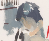 Matt sheep shearing painting by Esther Tyson