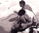 Fishing drawing by Esther Tyson